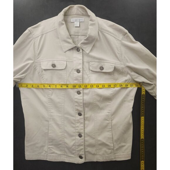 Christopher & Banks Beige Button Front Womens Jacket Size L Lightweight Casual - Picture 9 of 16